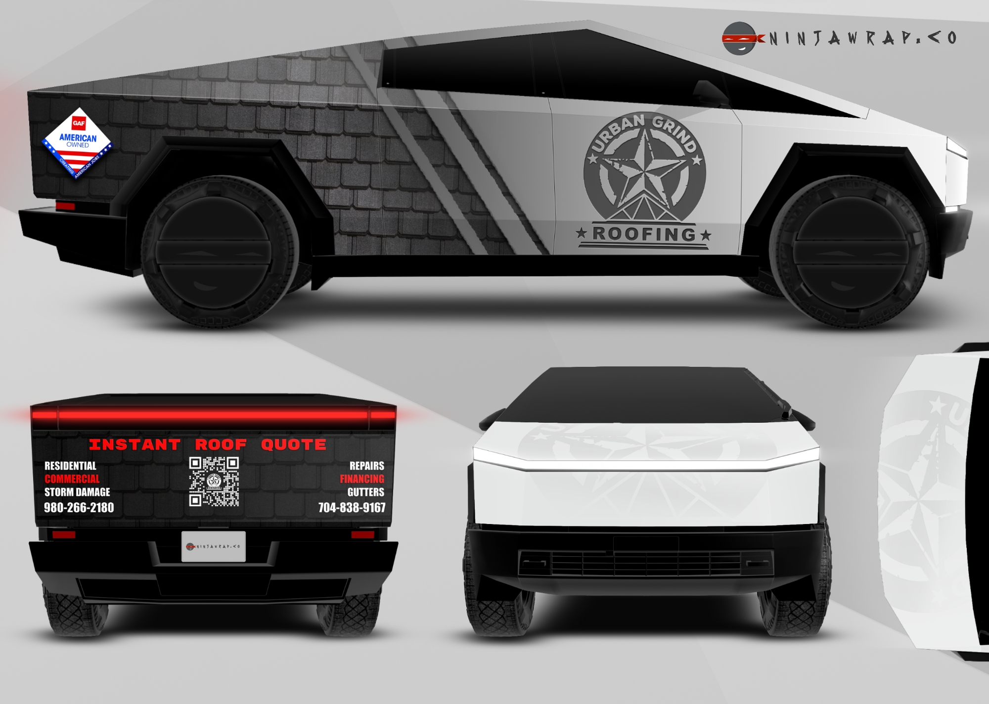 Tesla Cybertruck Urban Grind Roofing wrap design